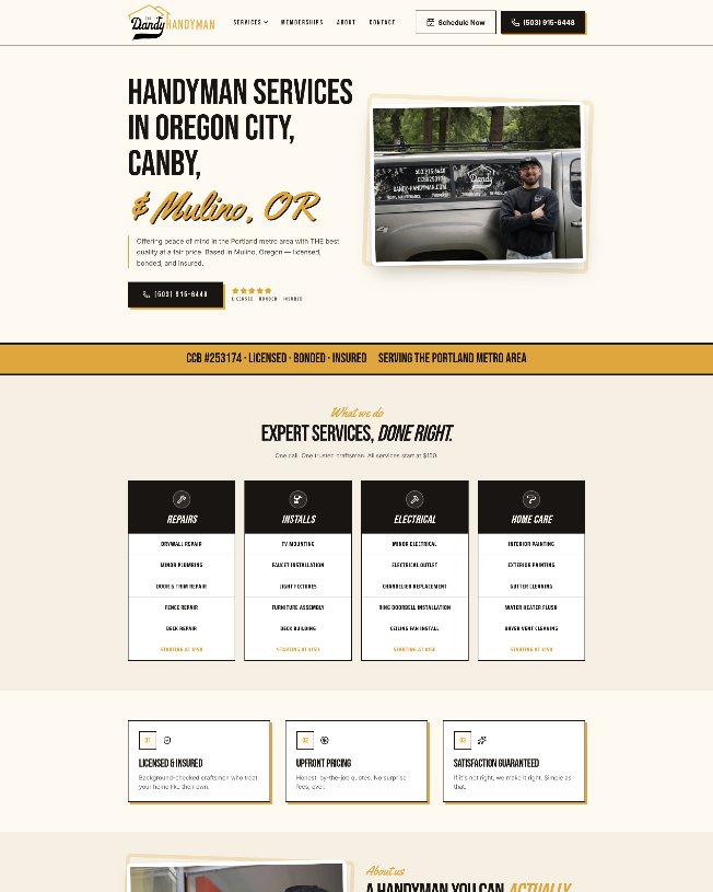 The Dandy Handyman — Handyman website designed by Stuart McHenry